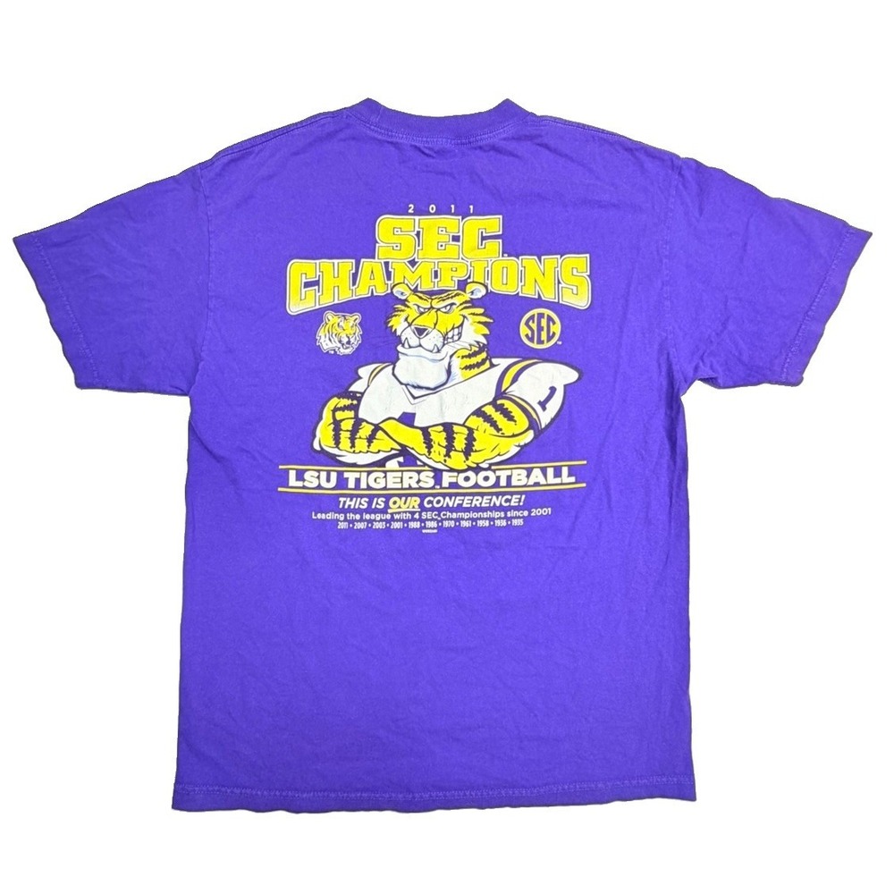 LSU Tigers 2011 SEC Champions T Shirt Large Purple Alstyle Football Tee